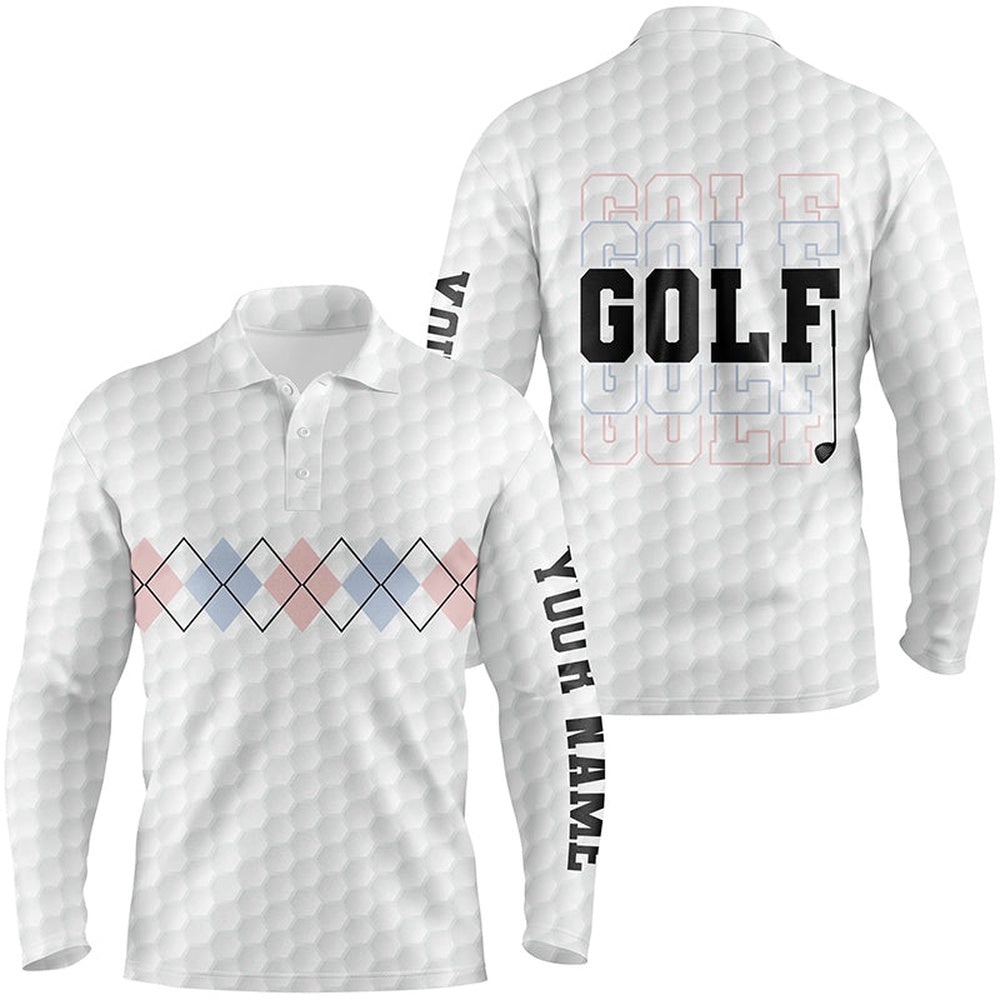 Pink Blue Argyle Pattern Men’s Golf Polo Shirts Custom Cool White Golf Shirts For Men Golf Gifts, Golf Polo Shirt, Golf Shirts Pink Blue Argyle Pattern Men’s Golf Polo Shirts Custom Cool White Golf Shirts For Men Golf Gifts, Golf Polo Shirt, Golf Shirts
