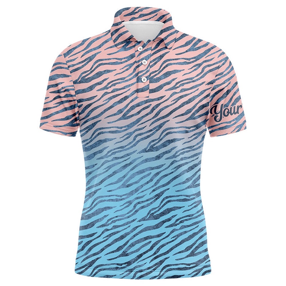 Pink Blue Tiger Pattern Men’s Golf Polo Shirts Custom Golf Clothes For Men, Gifts For The Golfer, Golf Polo Shirt, Golf Shirts Pink Blue Tiger Pattern Men’s Golf Polo Shirts Custom Golf Clothes For Men, Gifts For The Golfer, Golf Polo Shirt, Golf Shirts