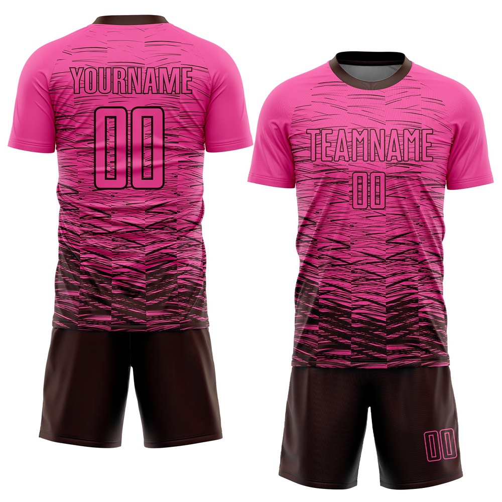 Pink Brown Sublimation Soccer Uniform Jersey, Custom Team Soccer Jersey Shirt Pink Brown Sublimation Soccer Uniform Jersey, Custom Team Soccer Jersey Shirt