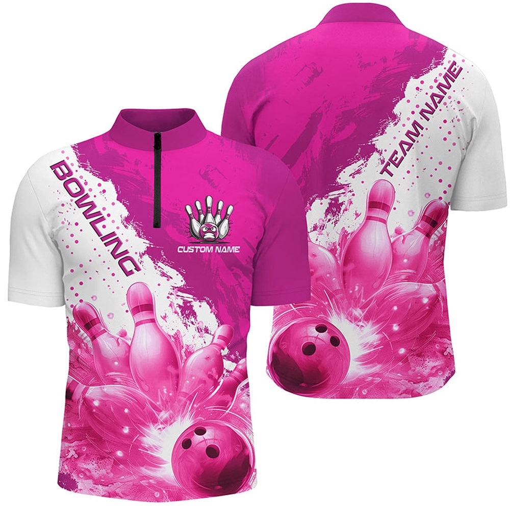 Pink Flame Strike Bowling Team Shirts For Men And Women, Bowler Outfit Bowling Team Jersey, Custom Bowling Team Jersey Shirt