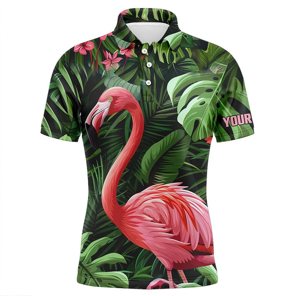 Pink Flamingo Green Tropical Pattern Men’s Golf Polo Shirts Custom Golf Attire For Men, Golf Polo Shirt, Golf Shirts Pink Flamingo Green Tropical Pattern Men’s Golf Polo Shirts Custom Golf Attire For Men, Golf Polo Shirt, Golf Shirts