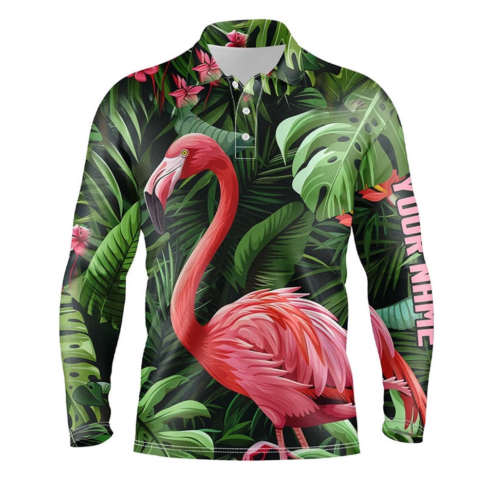Pink Flamingo Green Tropical Pattern Men’s Golf Polo Shirts Custom Golf Attire For Men, Golf Polo Shirt, Golf Shirts Pink Flamingo Green Tropical Pattern Men’s Golf Polo Shirts Custom Golf Attire For Men, Golf Polo Shirt, Golf Shirts