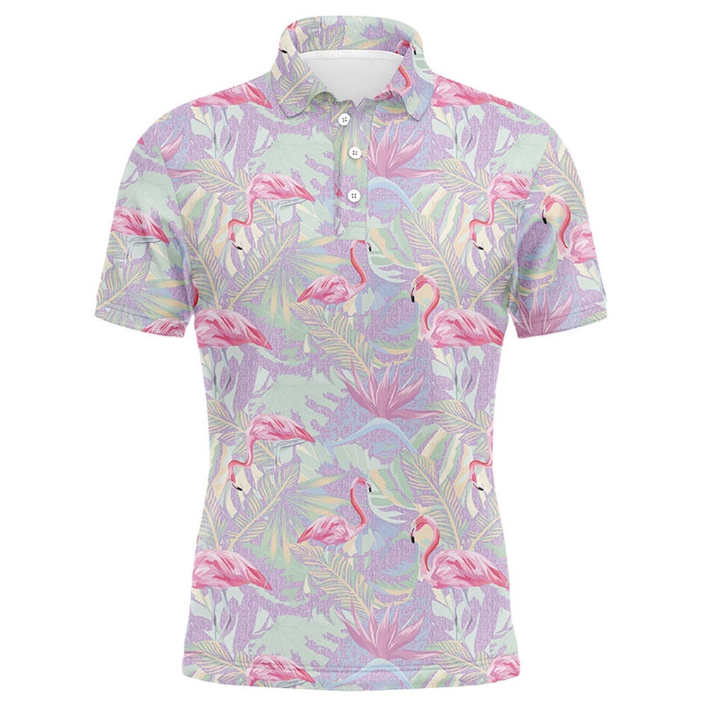 Pink Flamingo Tropical Floral Pattern Men’s Floral Golf Clothing For Men’s, Golf Polo Shirt, Golf Shirts Pink Flamingo Tropical Floral Pattern Men’s Floral Golf Clothing For Men’s, Golf Polo Shirt, Golf Shirts