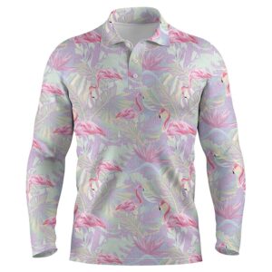 Pink Flamingo Tropical Floral Pattern Men s Floral Golf Clothing For Men s Golf Polo Shirt Golf Shirts 2 z27byp.jpg