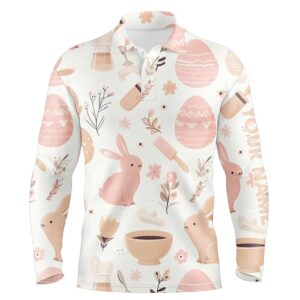 Pink Funny Easter Eggs Bunnies Men s Golf Polo Shirt Custom Easter Day Golf Tops For Men Golf Polo Shirt Golf Shirts 2 q0kkvu.jpg