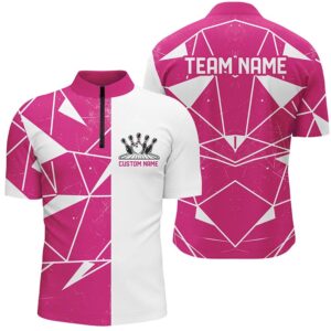 Pink Geometric Unisex Bowling Team Shirts, Bowling…