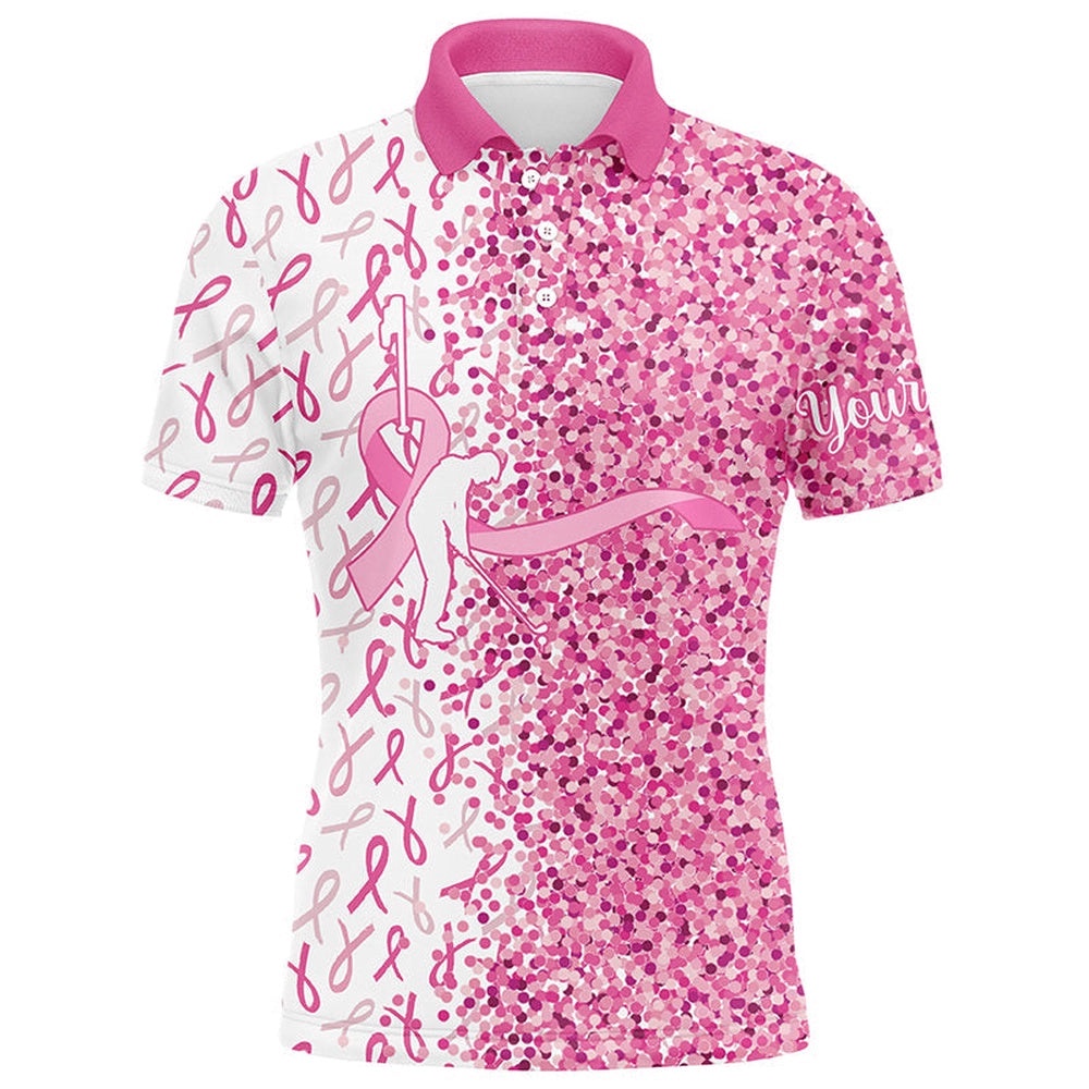 Pink Glitter Ribbon Men Golf Polo Shirts Custom Breast Cancer Golf Shirts For Men, Gifts For Golfer, Golf Polo Shirt, Golf Shirts Pink Glitter Ribbon Men Golf Polo Shirts Custom Breast Cancer Golf Shirts For Men, Gifts For Golfer, Golf Polo Shirt, Golf Shirts