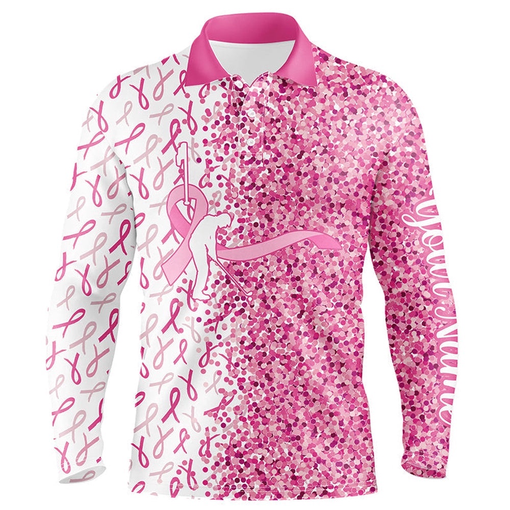 Pink Glitter Ribbon Men Golf Polo Shirts Custom Breast Cancer Golf Shirts For Men, Gifts For Golfer, Golf Polo Shirt, Golf Shirts Pink Glitter Ribbon Men Golf Polo Shirts Custom Breast Cancer Golf Shirts For Men, Gifts For Golfer, Golf Polo Shirt, Golf Shirts