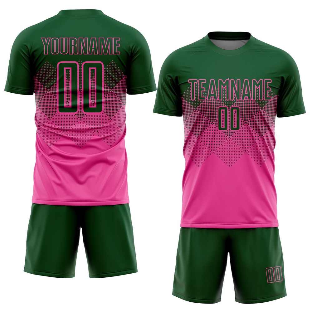 Pink Green Sublimation Soccer Uniform Jersey, Custom Team Soccer Jersey Shirt Pink Green Sublimation Soccer Uniform Jersey, Custom Team Soccer Jersey Shirt