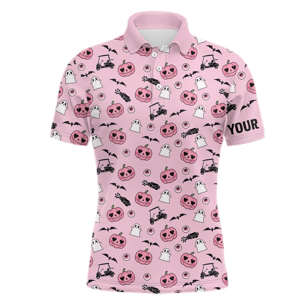 Pink Halloween Men’s Golf Polo Shirts Custom Golf Shirts For Men Cute Halloween Golf Gifts, Golf Polo Shirt, Golf Shirts Pink Halloween Men’s Golf Polo Shirts Custom Golf Shirts For Men Cute Halloween Golf Gifts, Golf Polo Shirt, Golf Shirts
