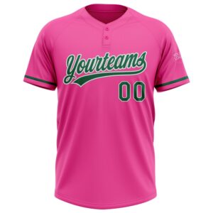 Pink Kelly Green White Two Button Unisex Softball Jersey Custom Team Softball Jersey 2 fjvkwd.jpg
