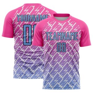 Pink Light Blue Black Lightning Sublimation Soccer…
