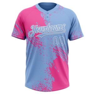 Pink Light Blue White 3D Pattern Abstract Brush Stroke Two Button Unisex Softball Jersey Custom Team Softball Jersey 2 diknzb.jpg
