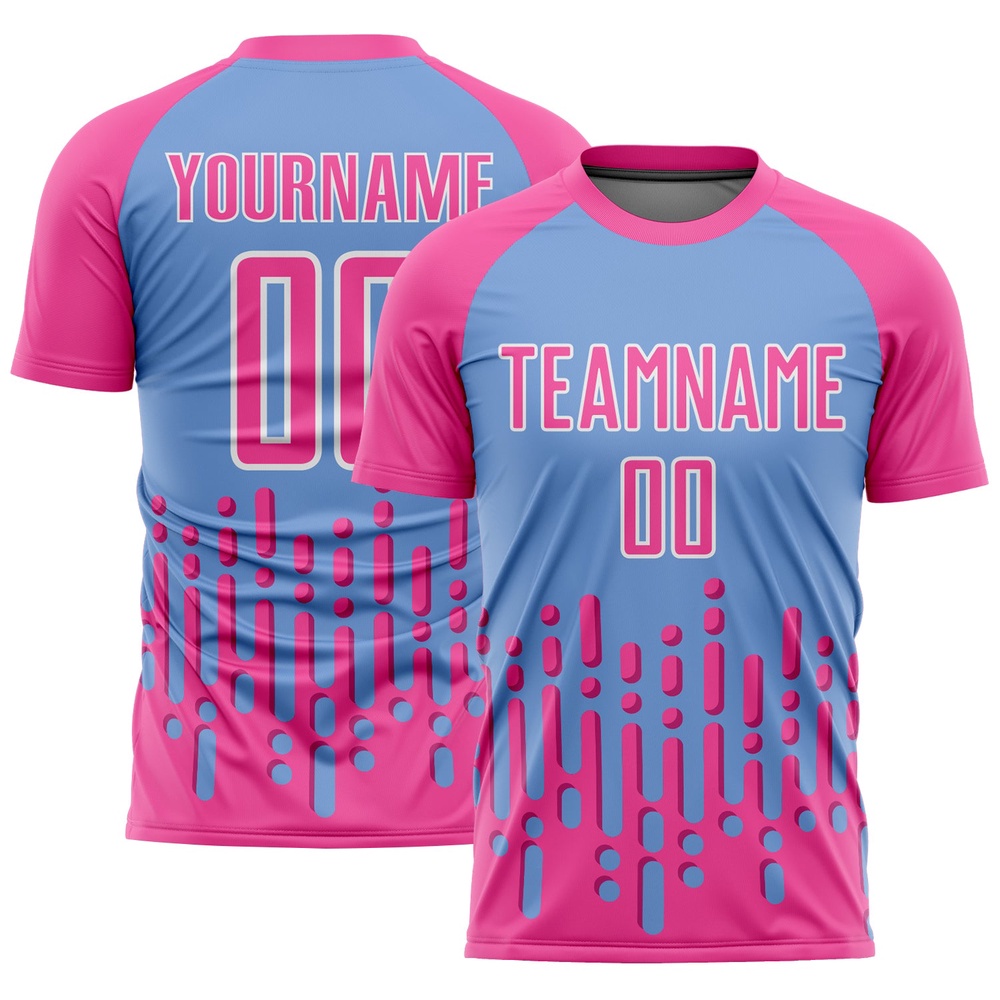Pink Light Blue White Abstract Fluid Wave Sublimation Soccer Uniform Jersey, Custom Team Soccer Jersey Shirt Pink Light Blue White Abstract Fluid Wave Sublimation Soccer Uniform Jersey, Custom Team Soccer Jersey Shirt