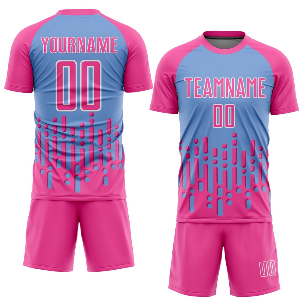 Pink Light Blue White Abstract Fluid Wave Sublimation Soccer Uniform Jersey, Custom Team Soccer Jersey Shirt Pink Light Blue White Abstract Fluid Wave Sublimation Soccer Uniform Jersey, Custom Team Soccer Jersey Shirt