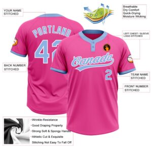 Pink Light Blue White Two Button Unisex Softball Jersey Custom Team Softball Jersey 3 ccdjwk.jpg