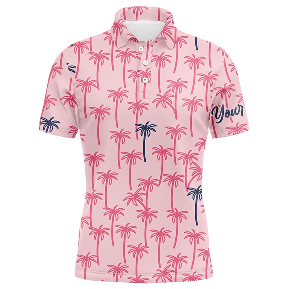 Pink Palm Tree Pattern Men’s Golf Polo Shirts Custom Name Tropical Team Golf Shirt Men’s, Golf Polo Shirt, Golf Shirts Pink Palm Tree Pattern Men’s Golf Polo Shirts Custom Name Tropical Team Golf Shirt Men’s, Golf Polo Shirt, Golf Shirts