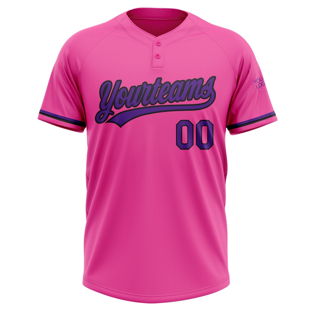 Pink Purple Black Two Button Unisex Softball Jersey, Custom Team Softball Jersey Pink Purple Black Two Button Unisex Softball Jersey, Custom Team Softball Jersey