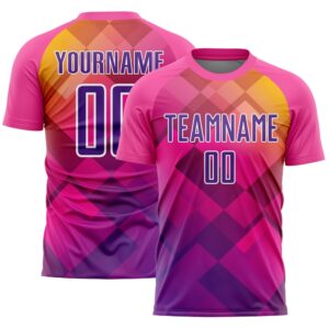 Pink Purple White Geometric Shapes Sublimation Soccer…
