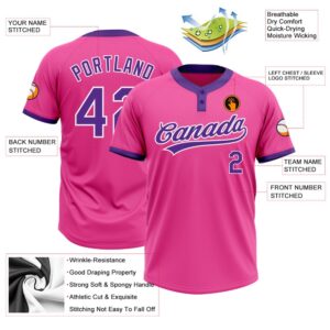 Pink Purple White Two Button Unisex Softball Jersey Custom Team Softball Jersey 3 rgheu0.jpg