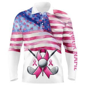 Pink Ribbon American Flag Men Golf Polo Shirts Custom Breast Cancer Awareness Golf Shirts Golf Polo Shirt Golf Shirts 2 h8n2lo.jpg