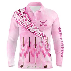Pink Ribbon Golf Clubs Men Golf Polo Shirt Custom Breast Cancer Golf Shirts For Men Male Golf Outfits Golf Polo Shirt Golf Shirts 2 tkdcnn.jpg