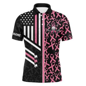 Pink Ribbon Pattern American Flag Men Golf…