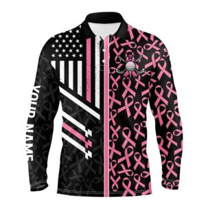 Pink Ribbon Pattern American Flag Men Golf Polo Shirts Custom Breast Cancer Awareness Golf Shirts Golf Polo Shirt Golf Shirts 2 ghpexx.jpg