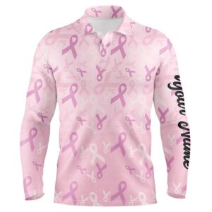 Pink Ribbon Pattern Breast Cancer Awareness Golf Shirts Custom Name Men s Golf Polo Shirts Golf Polo Shirt Golf Shirts 2 pxtut0.jpg
