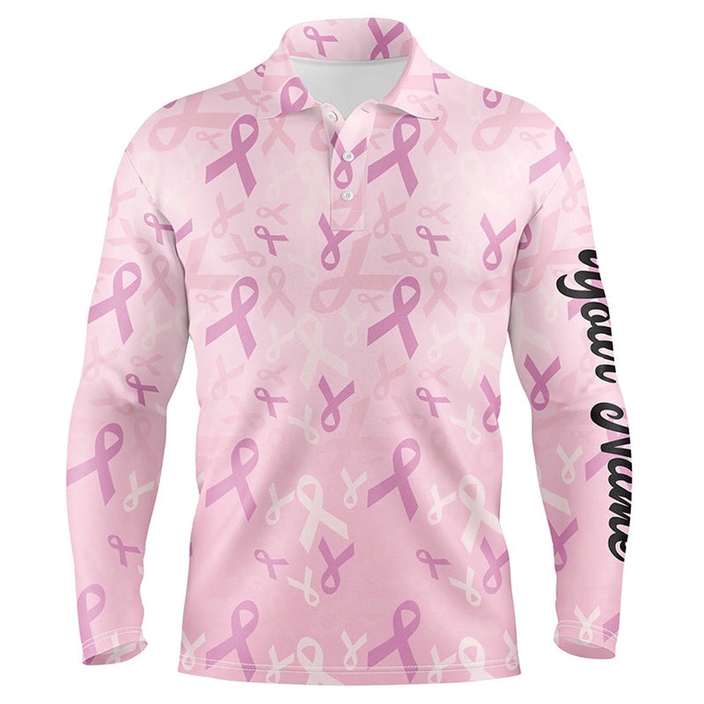 Pink Ribbon Pattern Breast Cancer Awareness Golf Shirts Custom Name Men’s Golf Polo Shirts, Golf Polo Shirt, Golf Shirts Pink Ribbon Pattern Breast Cancer Awareness Golf Shirts Custom Name Men’s Golf Polo Shirts, Golf Polo Shirt, Golf Shirts