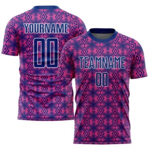 Pink Royal White Geometric Shapes Sublimation Soccer…