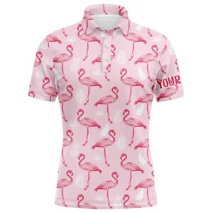 Pink Tropical Flamingo Men’s Golf Polo Shirts…