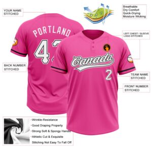 Pink White Black Two Button Unisex Softball Jersey Custom Team Softball Jersey 3 hb7iio.jpg