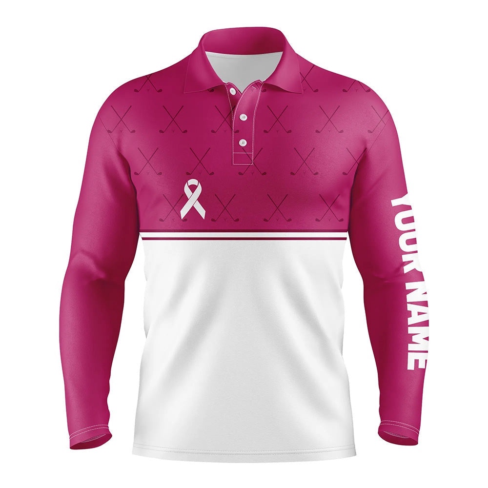 Pink White Breast Cancer Awareness Golf Shirts Custom Men’s Golf Polo Pink Ribbon Golf Shirts, Golf Polo Shirt, Golf Shirts Pink White Breast Cancer Awareness Golf Shirts Custom Men’s Golf Polo Pink Ribbon Golf Shirts, Golf Polo Shirt, Golf Shirts