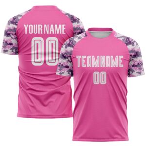 Pink White Camo Sublimation Soccer Uniform Jersey,…