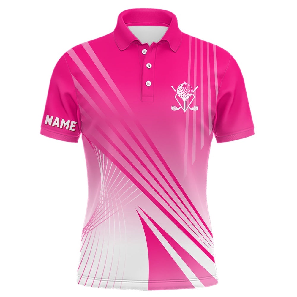 Pink White Gradient Men’s Golf Polo Shirts Custom Name Golf Shirts For Men Personalized Golfer Gifts, Golf Polo Shirt, Golf Shirts Pink White Gradient Men’s Golf Polo Shirts Custom Name Golf Shirts For Men Personalized Golfer Gifts, Golf Polo Shirt, Golf Shirts