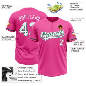 Pink White Kelly Green Two Button Unisex Softball Jersey Custom Team Softball Jersey 3 noyq6y.jpg