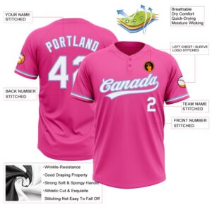 Pink White Light Blue Two Button Unisex Softball Jersey Custom Team Softball Jersey 3 dvf9io.jpg