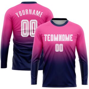 Pink White Navy Sublimation Long Sleeve Fade…