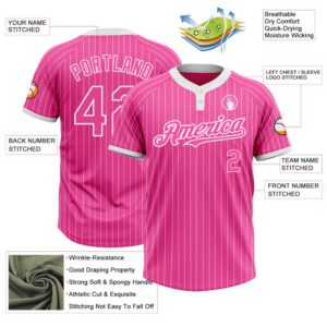 Pink White Pinstripe White Two Button Unisex Softball Jersey Custom Team Softball Jersey 3 tjnfjs.jpg