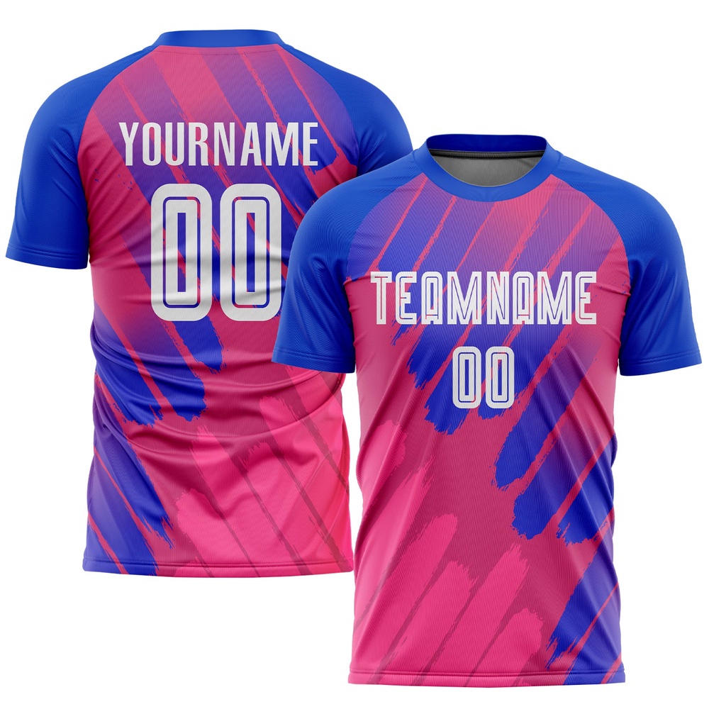 Pink White Royal Third Sublimation Soccer Uniform Jersey, Custom Team Soccer Jersey Shirt Pink White Royal Third Sublimation Soccer Uniform Jersey, Custom Team Soccer Jersey Shirt