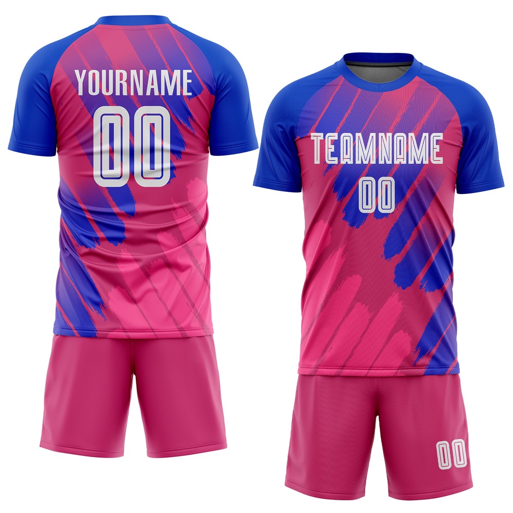 Pink White Royal Third Sublimation Soccer Uniform Jersey, Custom Team Soccer Jersey Shirt Pink White Royal Third Sublimation Soccer Uniform Jersey, Custom Team Soccer Jersey Shirt