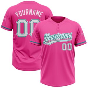 Pink White Teal Two Button Unisex Softball…