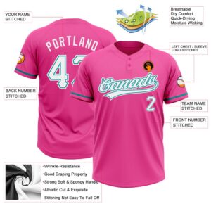 Pink White Teal Two Button Unisex Softball Jersey Custom Team Softball Jersey 3 wlp2ox.jpg
