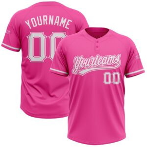 Pink White Two Button Unisex Softball Jersey,…