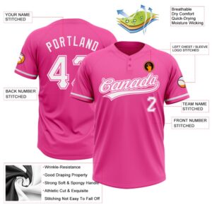 Pink White Two Button Unisex Softball Jersey Custom Team Softball Jersey 3 am3z6j.jpg