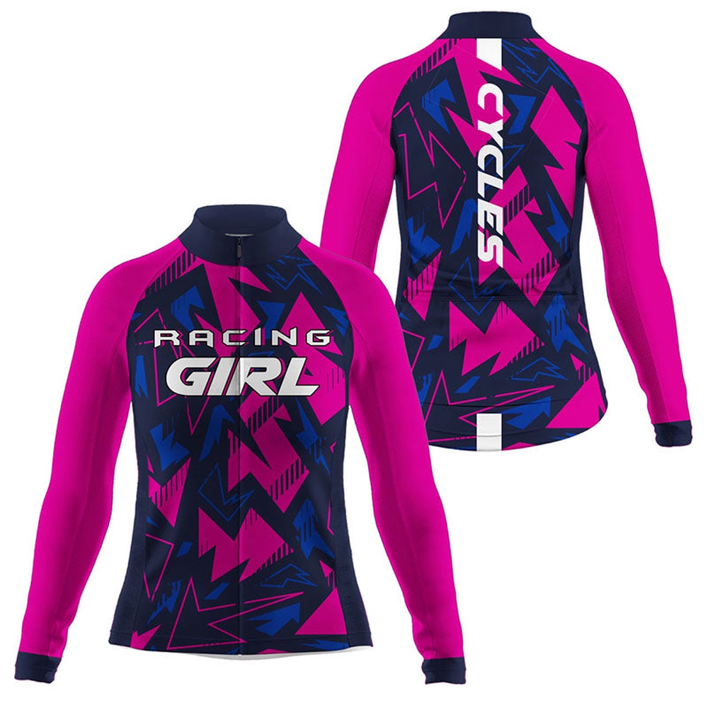 Pink Women Cycling Jersey With 3 Pockets Racing Girl Jersey Custom Name Ladies Bike Clothes, Custom Mono Cycling Jersey