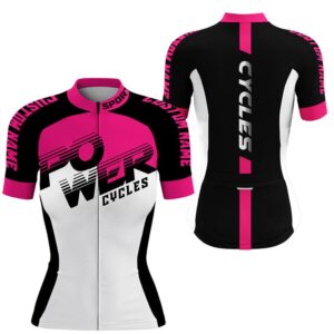 Pink Womens Cycling Jersey Power Cycle Shirt…