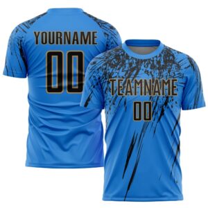 Powder Blue Black Old Gold Sublimation Soccer…