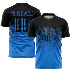 Powder Blue Black Sublimation Soccer Uniform Jersey,…